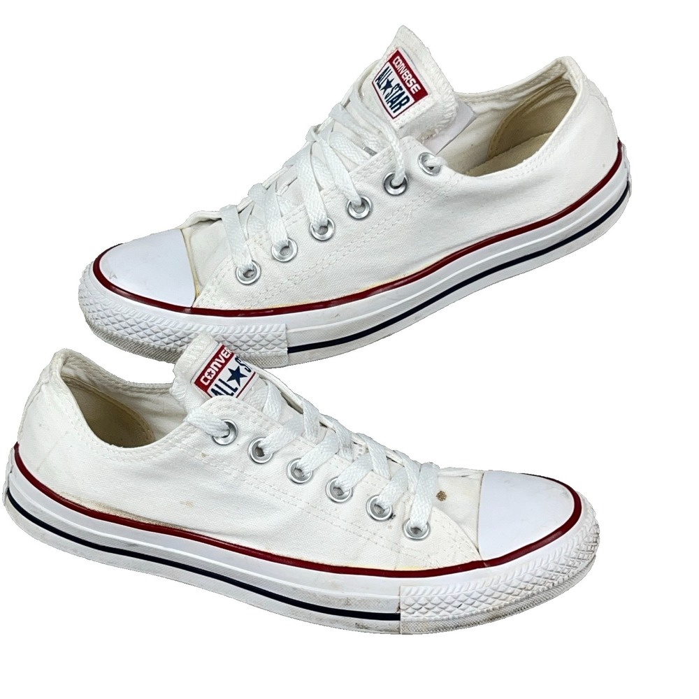 CONVERSE ALL STAR M7652 White Low Sneakers Size Mens 6 Womens 8 Distressed